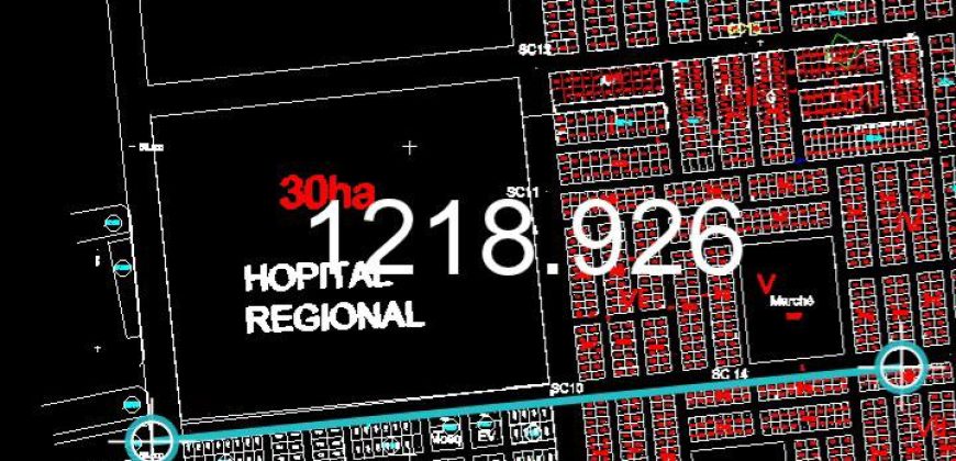 Parcelles de 300 m² Chacune, derrière l’Hôpital de Référence