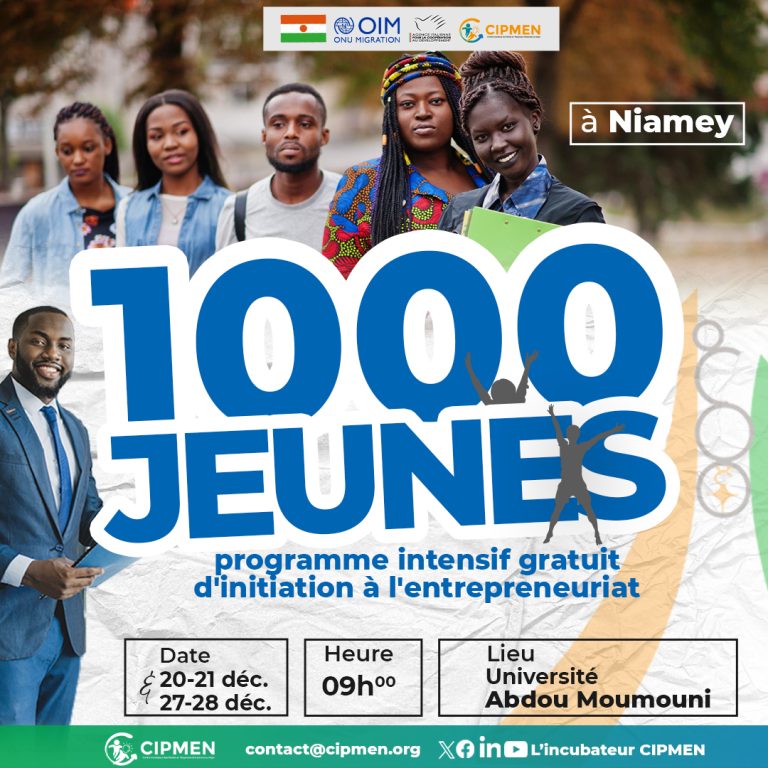 PROGRAMME INTENSIF ET GRATUIT DÉDIÉ À L’INITIATION DE 1000 JEUNES À L’ENTREPRENEURIAT