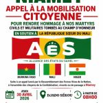 APPEL À LA MOBILISATION CITOYENNE POUR RENDRE HOMMAGE À NOS MARTYRS