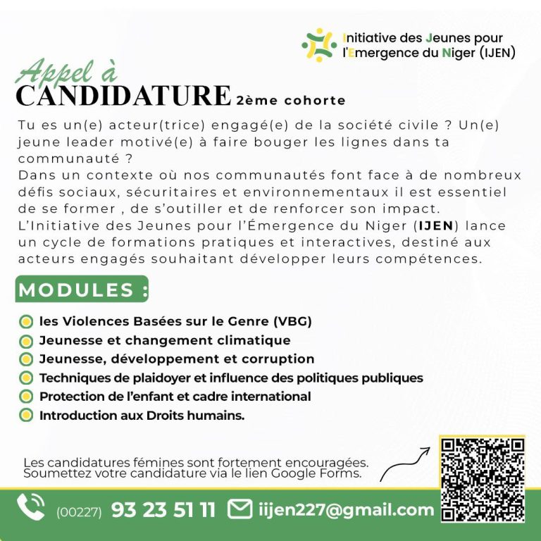 IJEN – OUVERTURE DES CANDIDATURES DU PROGRAMME DE FORMATION (2ᵉ COHORTE)