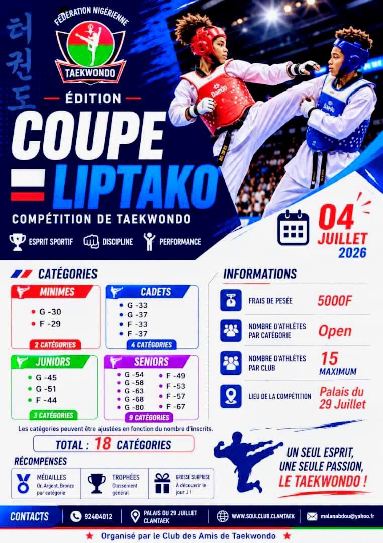 COMPÉTITION DE TAEKWONDO : COUPE LIPTAKO