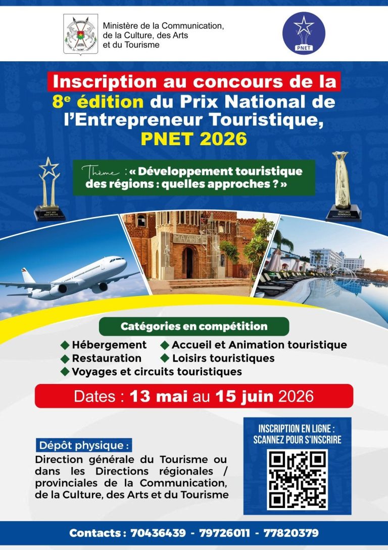PRIX NATIONAL DE L’ENTREPRENEUR TOURISTIQUE (PNET) 2026 – 8ᵉ ÉDITION