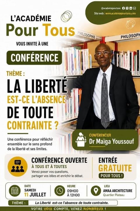 CONFÉRENCE : LA LIBERTÉ, EST-CE L’ABSENCE DE TOUTE CONTRAINTE ?