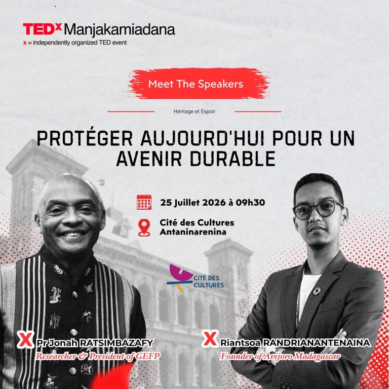 TEDX MANJAKAMIADANA – MEETTHESPEAKERS : LA PROTECTION DES LÉMURIENS ET DES ESPÈCES ENDÉMIQUES AVEC PR. JONAH RATSIMBAZAFY ET RIANTSOA RANDRIANANTENAINA